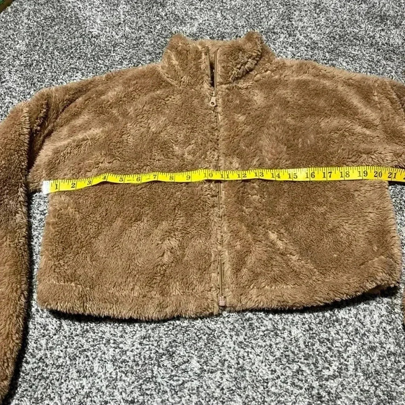 Offline By Aerie Fuzzy Soft Cropped Jacket Tan Brown Women's Size Small - Picture 3 of 11